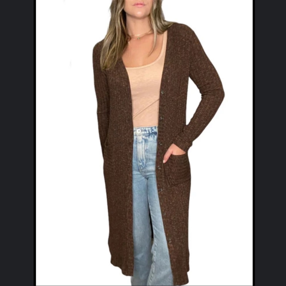MICHAEL STARS Ella Long Rib Cardigan S